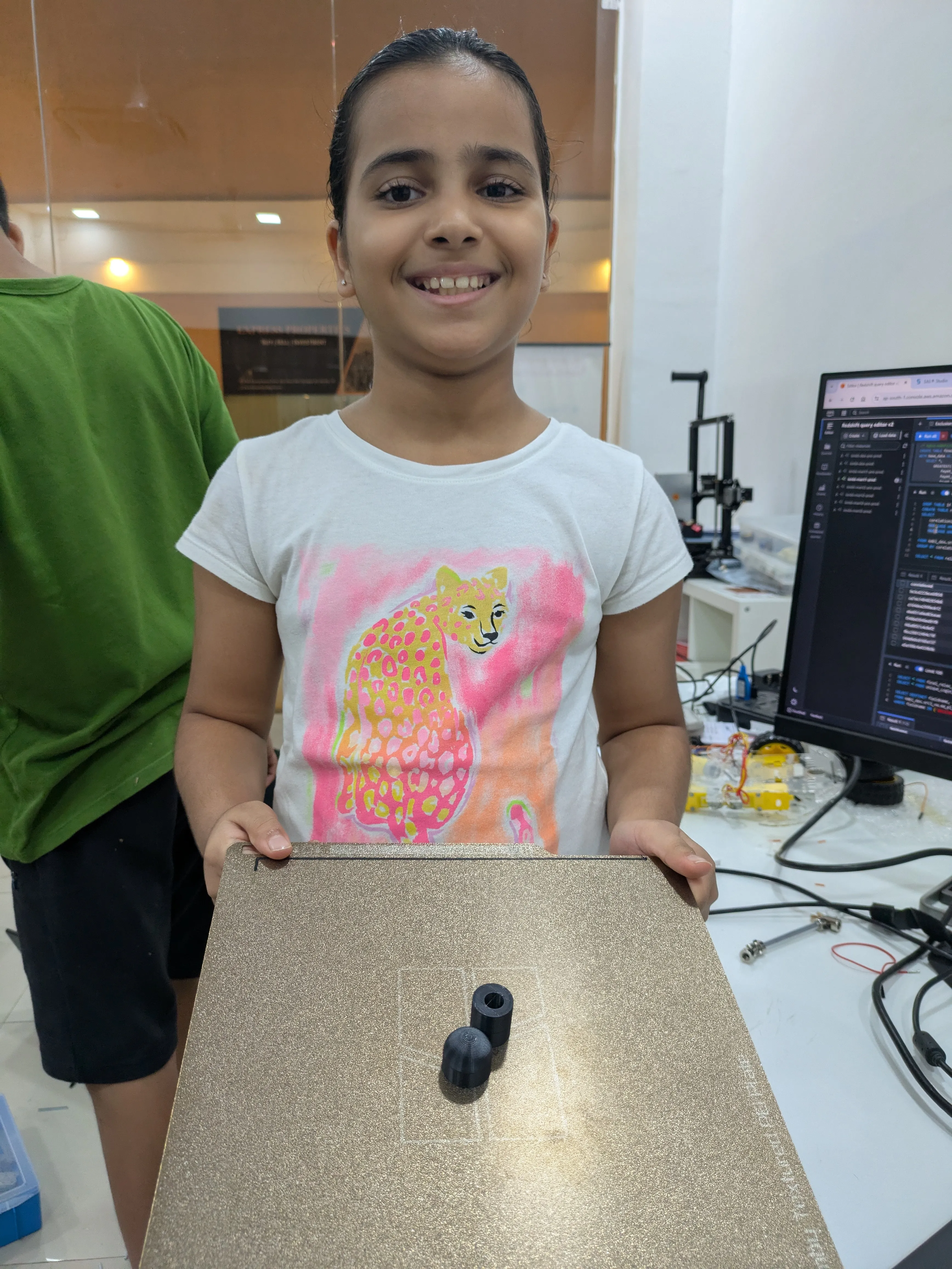 Student showing a 3D print
