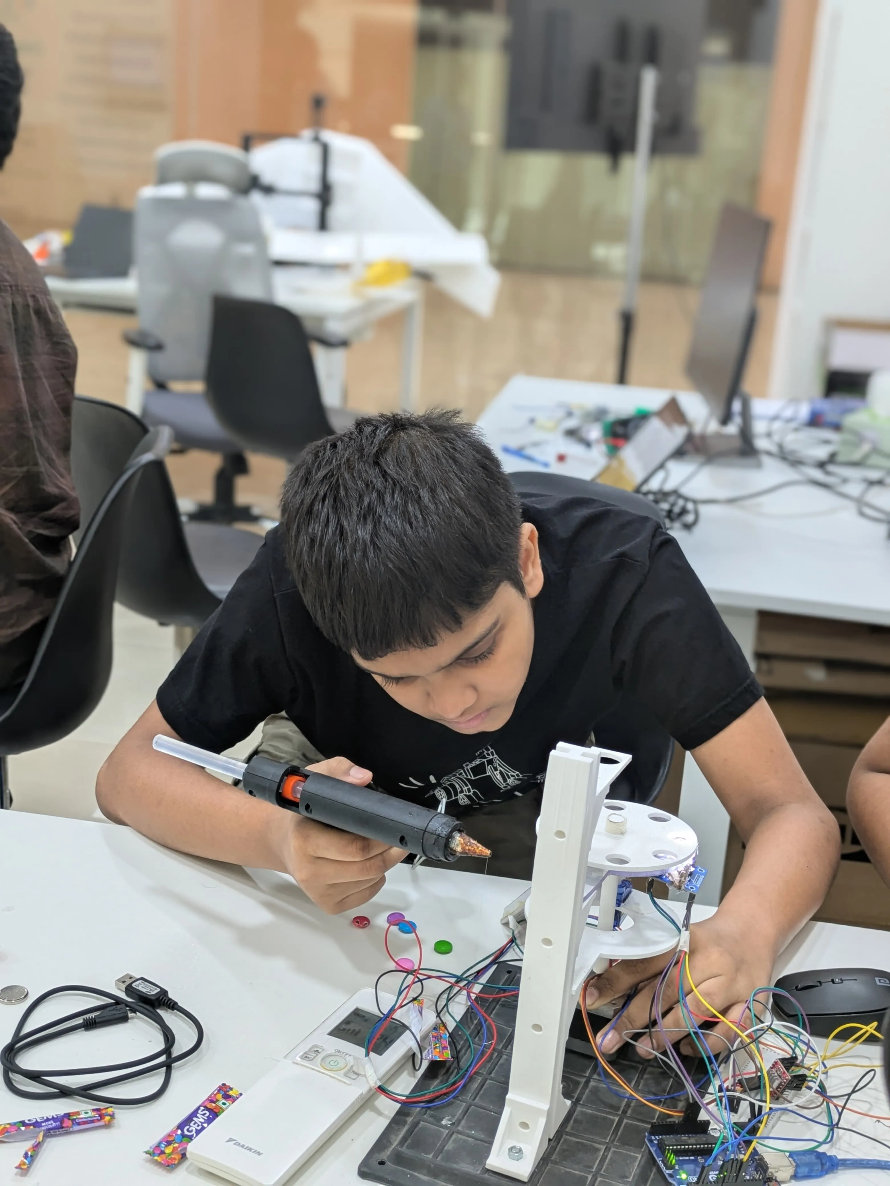 Student working on color sorter