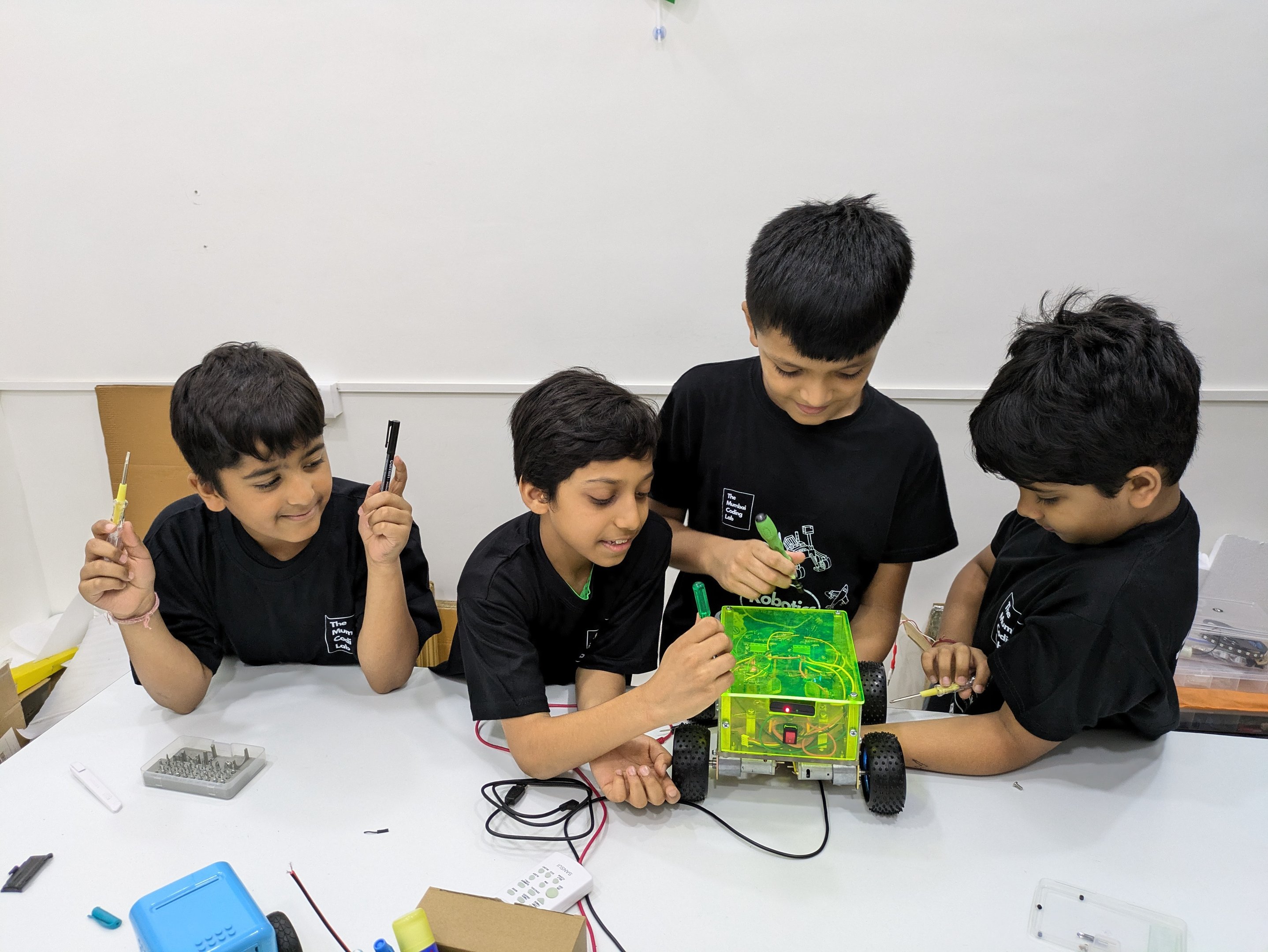 Students collaborating in a MakerWorks lab