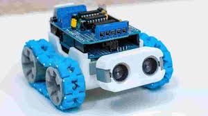 Students presenting their built robots